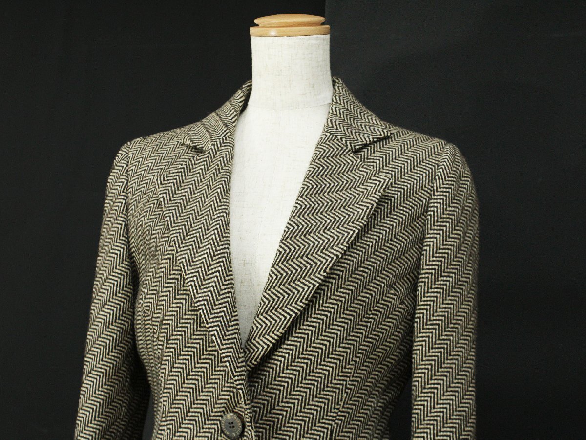 国内正規品美品 カールラガーフェルド ウール長袖テーラードジャケット 茶38 rm049_画像5