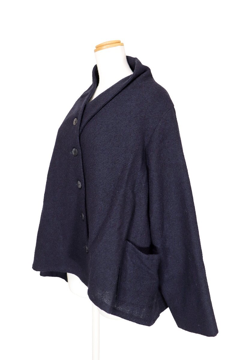 ☆美品☆慈雨センソユニコ/ウール100%変形長袖ジャケット:40/紺xz824_画像2