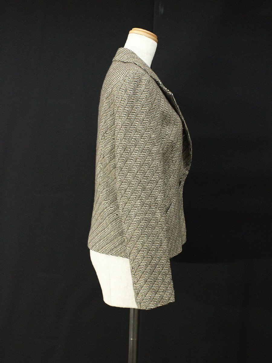 国内正規品美品 カールラガーフェルド ウール長袖テーラードジャケット 茶38 rm049_画像4