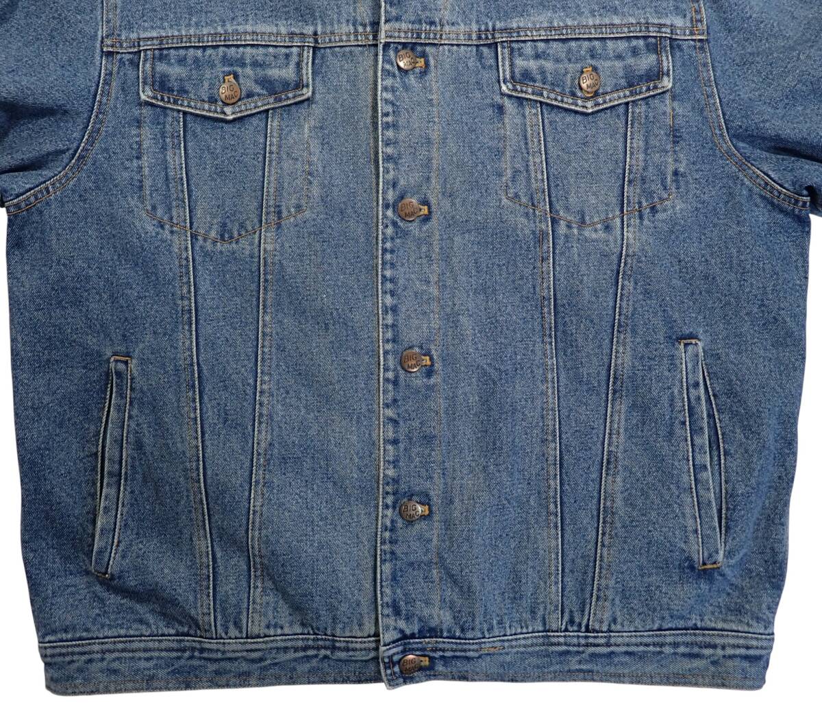 7133/BIG MAC 中綿キルティング デニム ジャケット L(実質XL程度)●USA企画 防寒 3rdタイプ トラッカー ジージャン Gジャン●洗濯済●古着_画像4