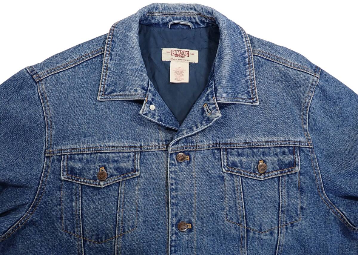 7133/BIG MAC 中綿キルティング デニム ジャケット L(実質XL程度)●USA企画 防寒 3rdタイプ トラッカー ジージャン Gジャン●洗濯済●古着_画像3
