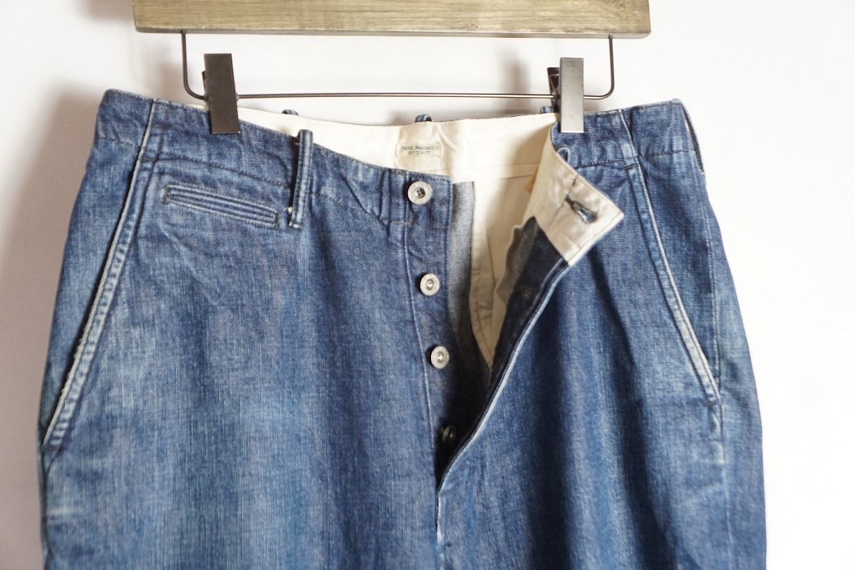正規 PHIGVEL フィグベル デニム トラウザー パンツ ジーンズ ボタンフライ PMAE-PT10W サイズ1 W32 L30 インディゴ 濃青 本物 618P★2_画像2