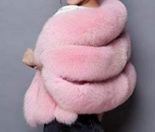 フェイク ファー ピンク マフラー フォックス 上品 ゆったり 大判 大きめ フリーサイズ ケープ マント ポケット 付き_画像2