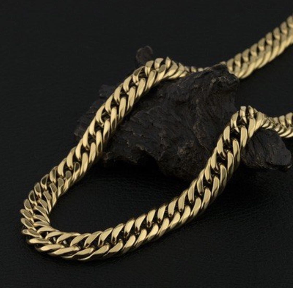 新品 18kgpゴールド 6面カット ダブル喜平 極太 ネックレス 50cm 7mm 上質 質感 高品質高級感 重量感 光沢 大人気 メンズ 格安 送料無料☆_画像6