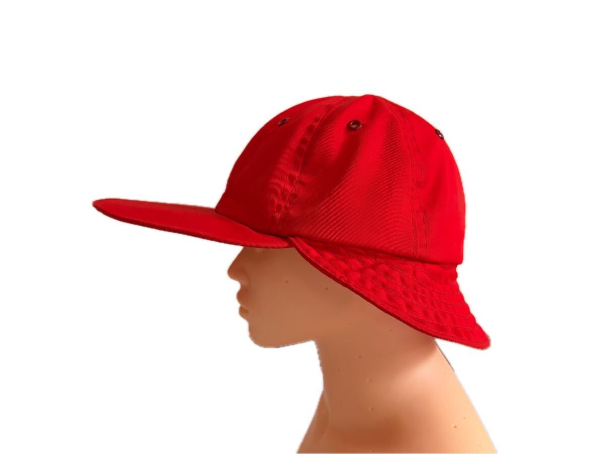 1980's USA製 COLUMBIA WIDE BILL CAP 赤 6パネル 古着 ヴィンテージ 帽子 キャップ アメリカ製 80s レッド ビンテージ コロンビア_画像1