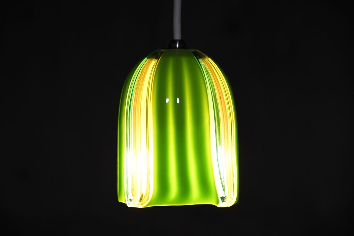 EIK80 展示品 IDC大塚家具 ムラノガラス CLAピスタチオ イタリア製 ヴェネチアンガラス ペンダントライト LED ムラーノガラスセード ランプ_画像1