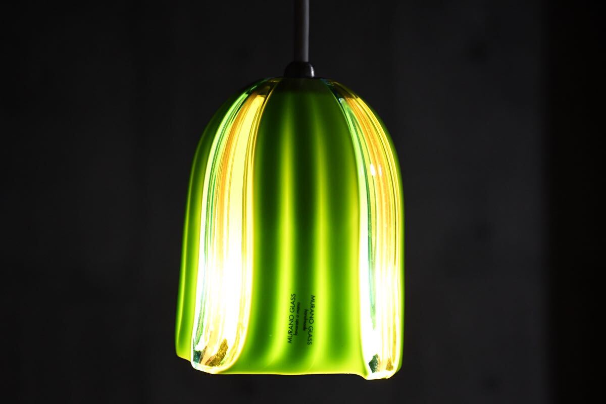EIK80 展示品 IDC大塚家具 ムラノガラス CLAピスタチオ イタリア製 ヴェネチアンガラス ペンダントライト LED ムラーノガラスセード ランプ_画像2
