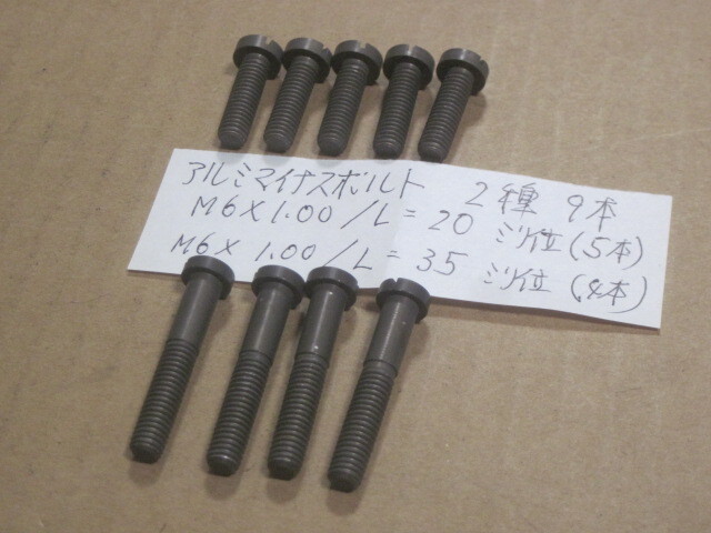 SUZUKIレースKIT?アルミマイナスボルトM6x1,00/L＝20ミリ5本 L＝35ミリ4本 2種9本　検索 油冷GSXR750/1000/TT-F1レーサー/33ER/XR/ワークス_画像1