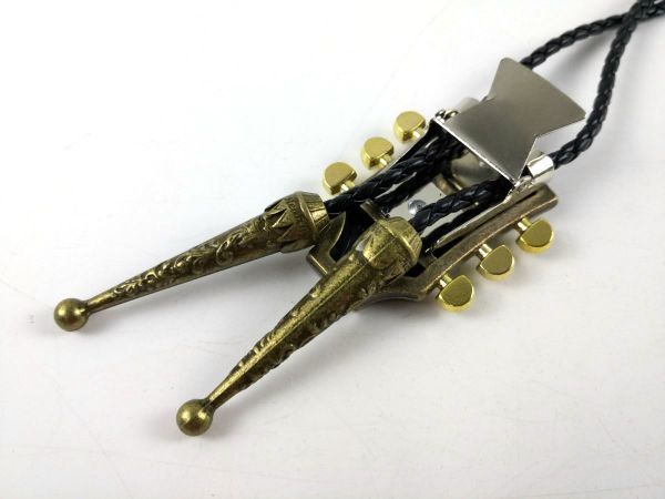 アンティーク紐ループタイ ボロタイ ギターヘッド ゴールド DM便発送_画像6
