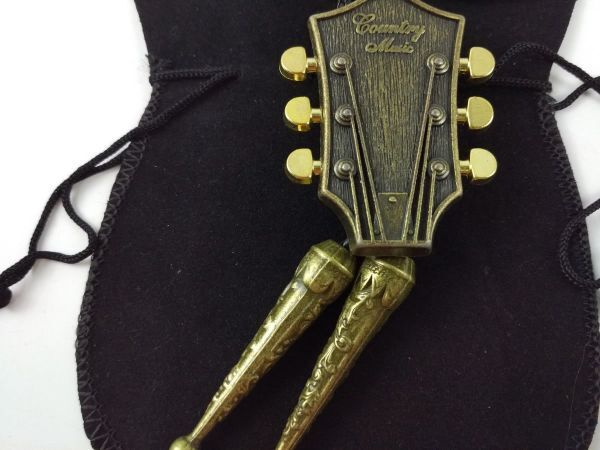 アンティーク紐ループタイ ボロタイ ギターヘッド ゴールド DM便発送_画像7