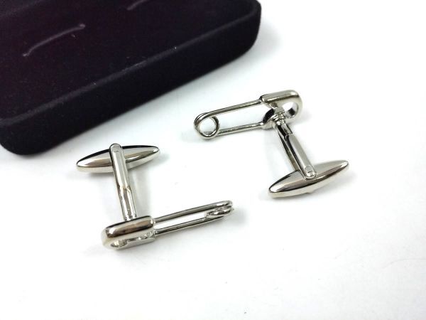カフスボタン カフリンクス 安全ピン クリップ 面白 シルバー 文房具 文具の画像3