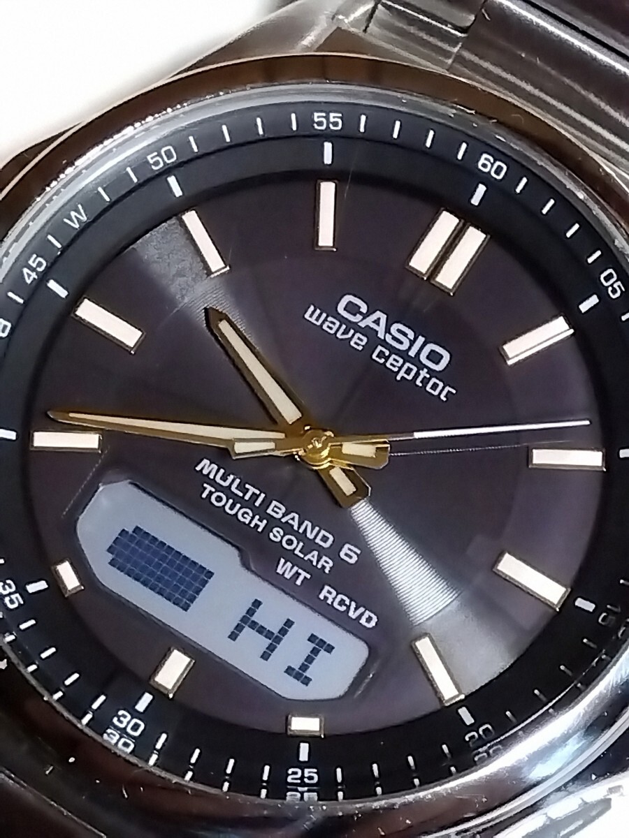 CASIO腕時計 wave ceptor WVA-M630  ソーラー電波 ブラックゴールド 良好   バンド調整説明コピー付 クリーニング済_画像2