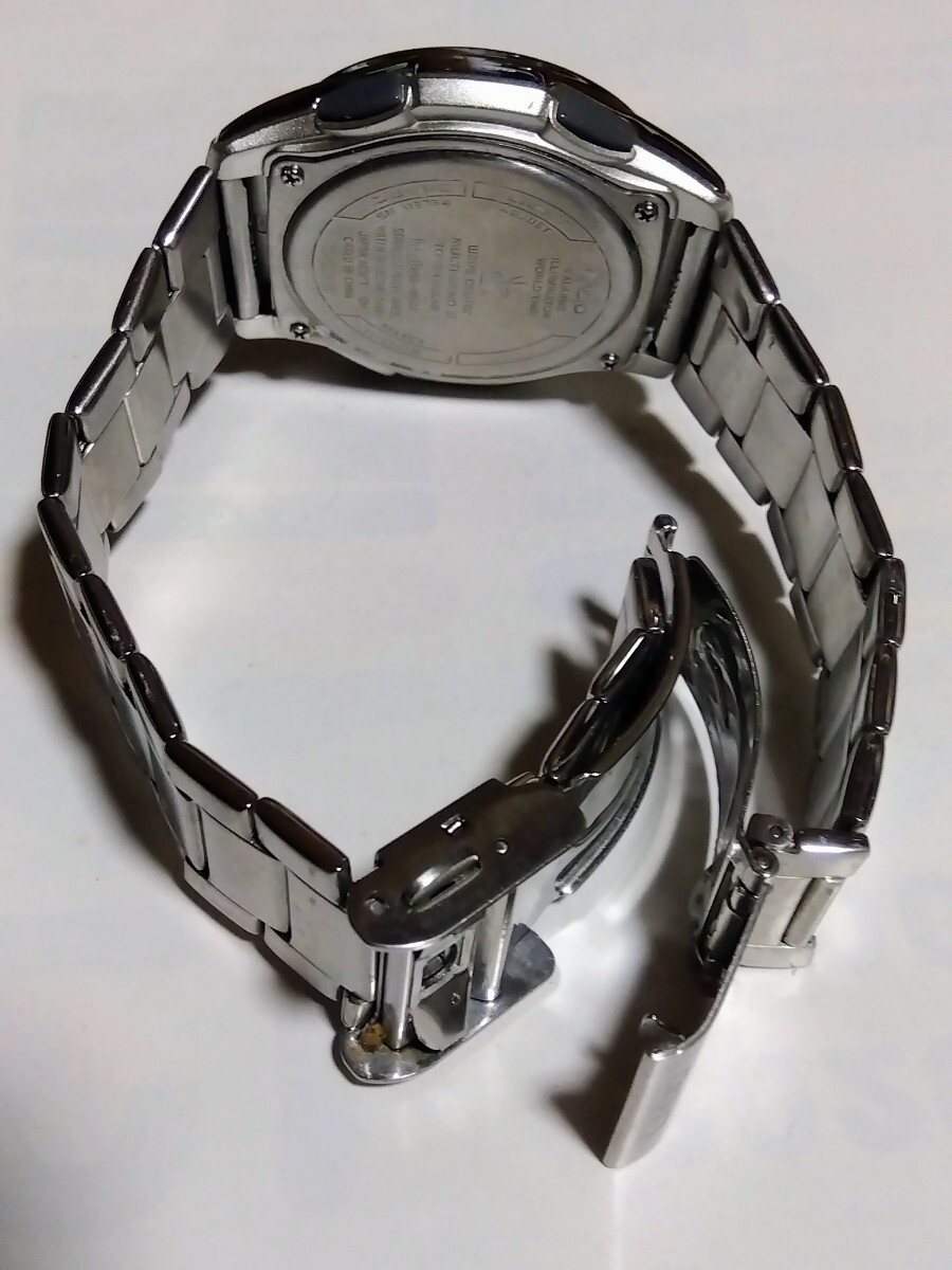 CASIO腕時計 wave ceptor WVA-M630  ソーラー電波 ブラックゴールド 良好   バンド調整説明コピー付 クリーニング済_画像8