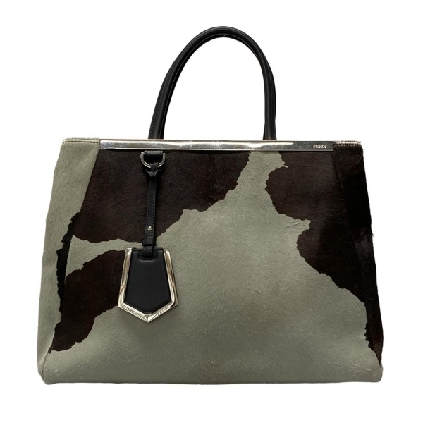 フェンディ FENDI ハンドバッグ 8BH250 トゥージュール レザー グレー×ダークブラウン×黒 バッグ_画像1