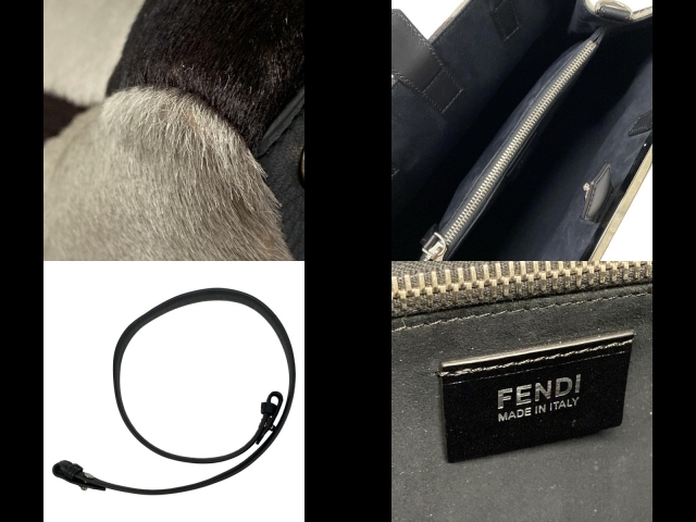フェンディ FENDI ハンドバッグ 8BH250 トゥージュール レザー グレー×ダークブラウン×黒 バッグ_画像8