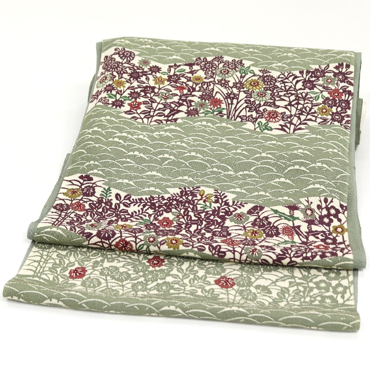 和遊館 ONK2604 栗山吉三郎 大塚 浜ちりめん 紅型 九寸 名古屋帯_画像1