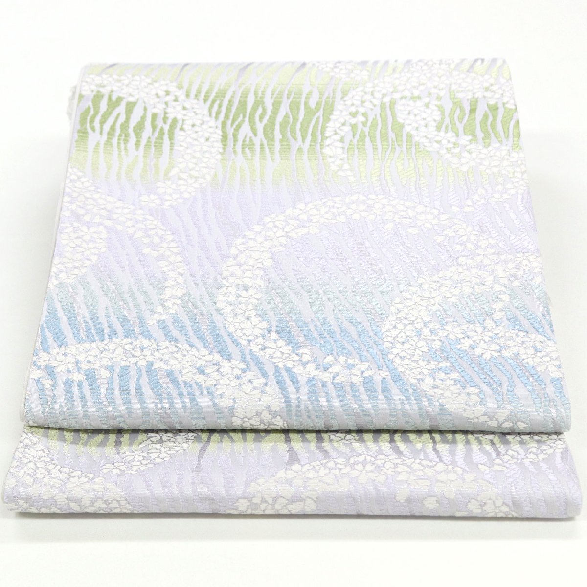 和遊館 OFK2067 西陣 橋本テル織物 紹巴織 高級 袋帯 桜の波_画像5