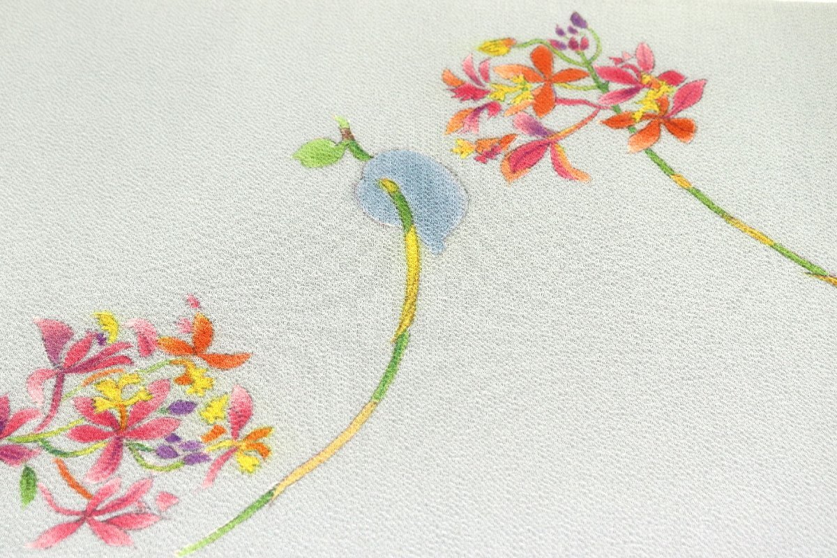 和遊館 ONK2600 稲垣光知子 千切屋 大塚生地 ちりめん地 染め 九寸 名古屋帯_画像5