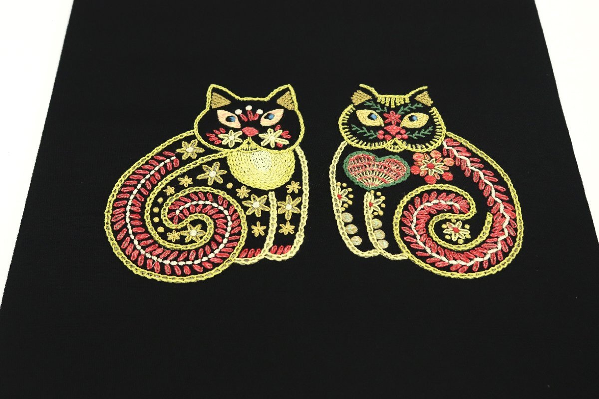 和遊館 ONK2597 京都 コマキ 刺繍 九寸 名古屋帯 猫_画像8
