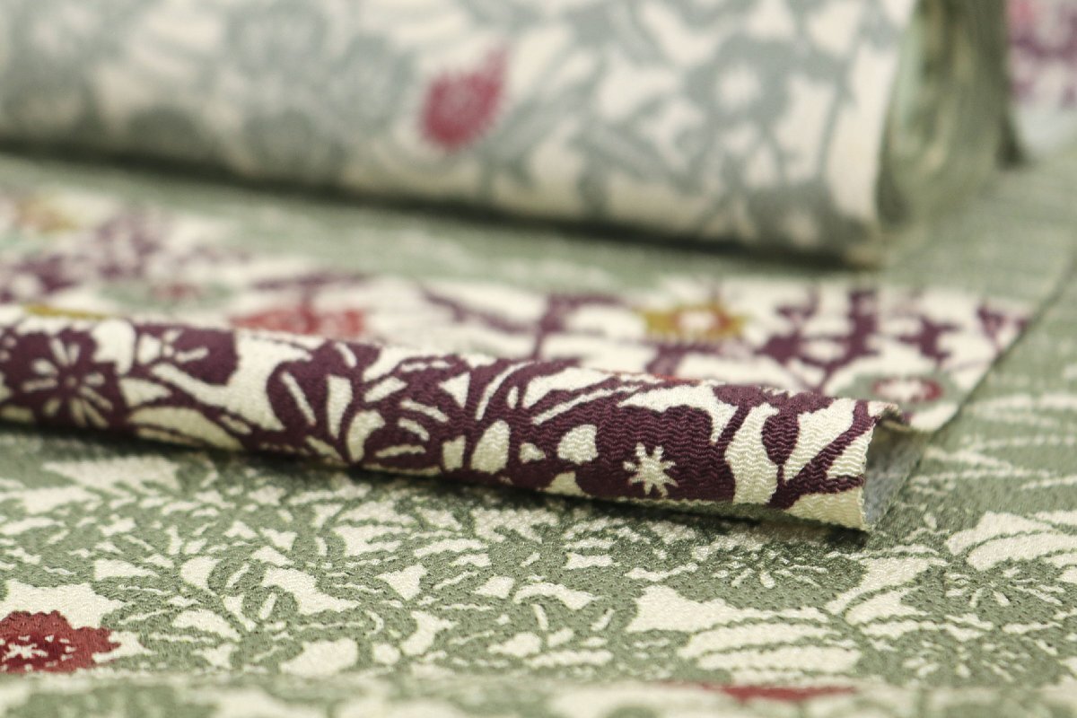 和遊館 ONK2604 栗山吉三郎 大塚 浜ちりめん 紅型 九寸 名古屋帯_画像3