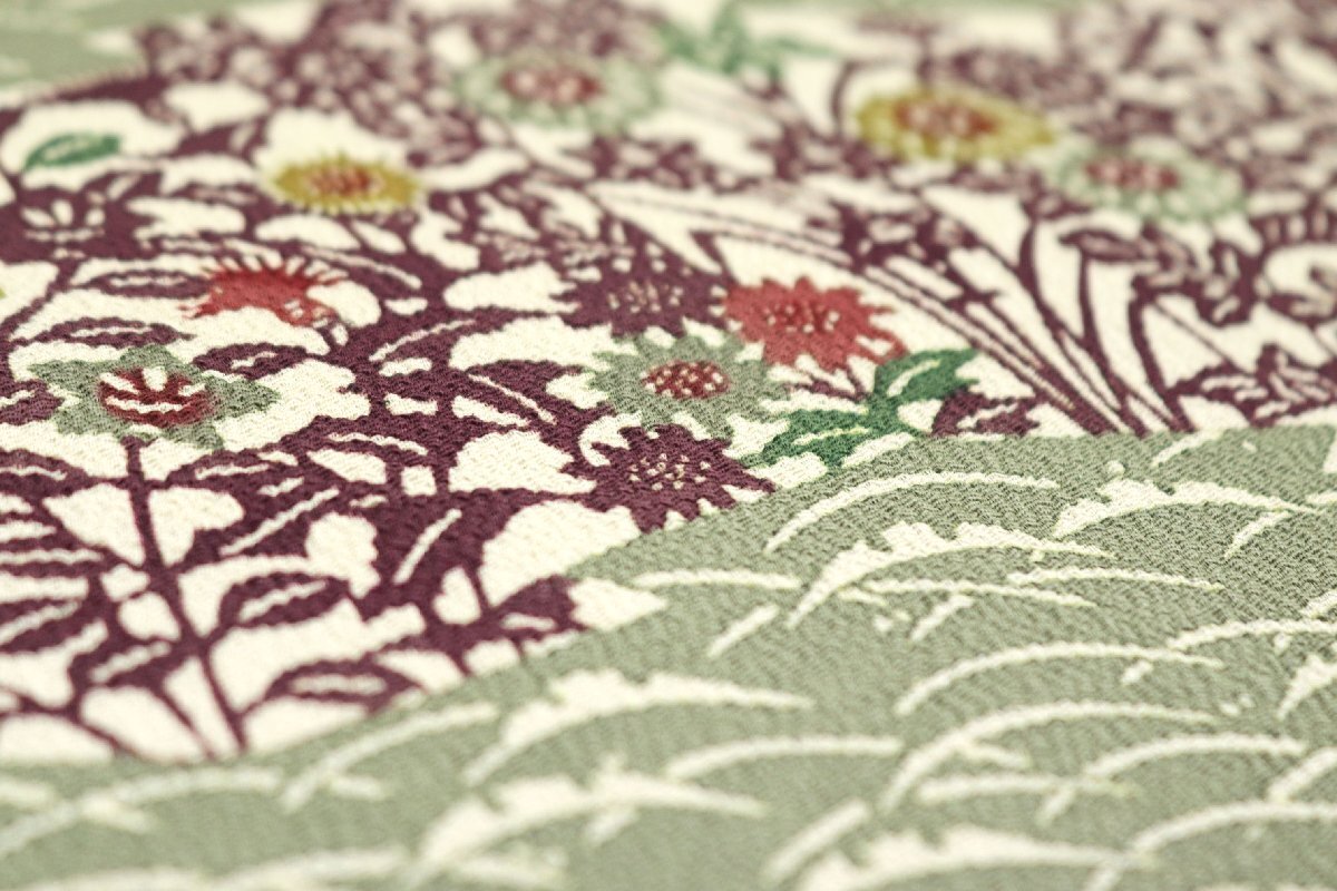 和遊館 ONK2604 栗山吉三郎 大塚 浜ちりめん 紅型 九寸 名古屋帯_画像4