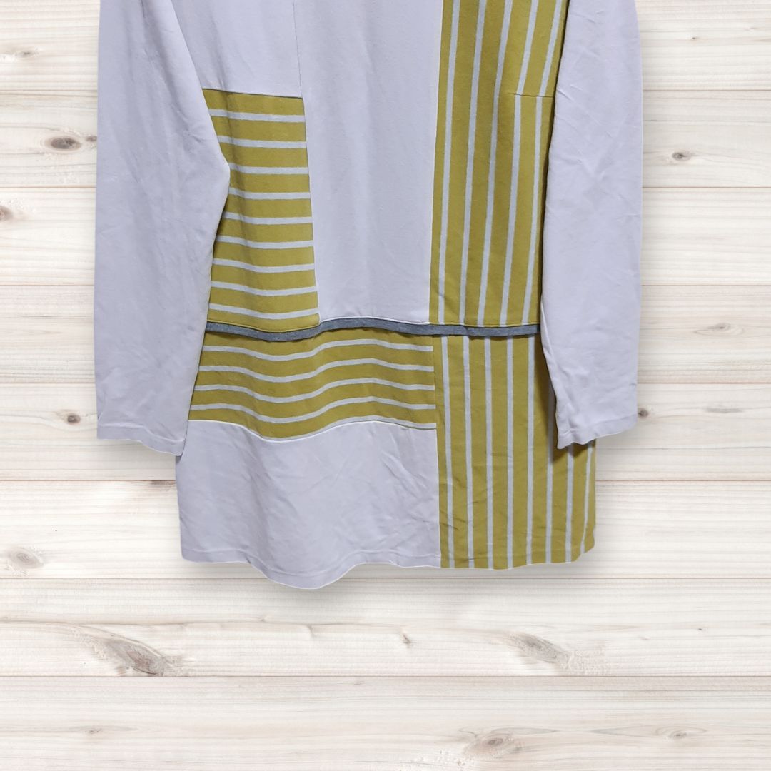 C1303 セモアージュ C'est moijeu Tシャツ 長袖 ロンT グレー ボーダー ストライプ ハイネック タートルネック_画像5