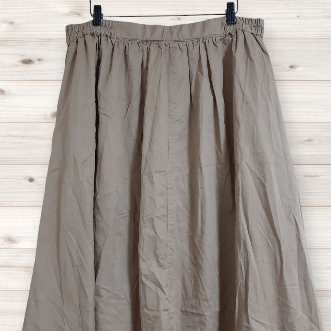 C1415 ヴィンテージ Vintage ロングスカート フレア (4L 3XL) ベージュ 無地_画像3