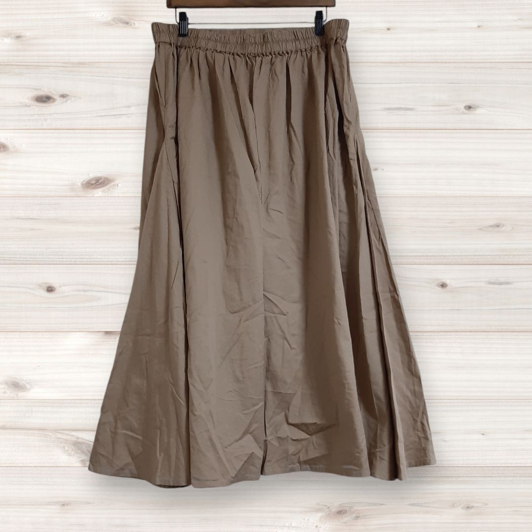 C1415 ヴィンテージ Vintage ロングスカート フレア (4L 3XL) ベージュ 無地_画像5