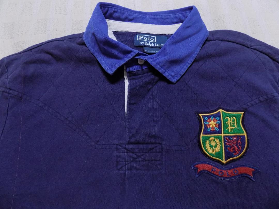 ラルフローレン CUSTOM FIT 左胸にワッペン　紺ポロシャツ XL_画像3