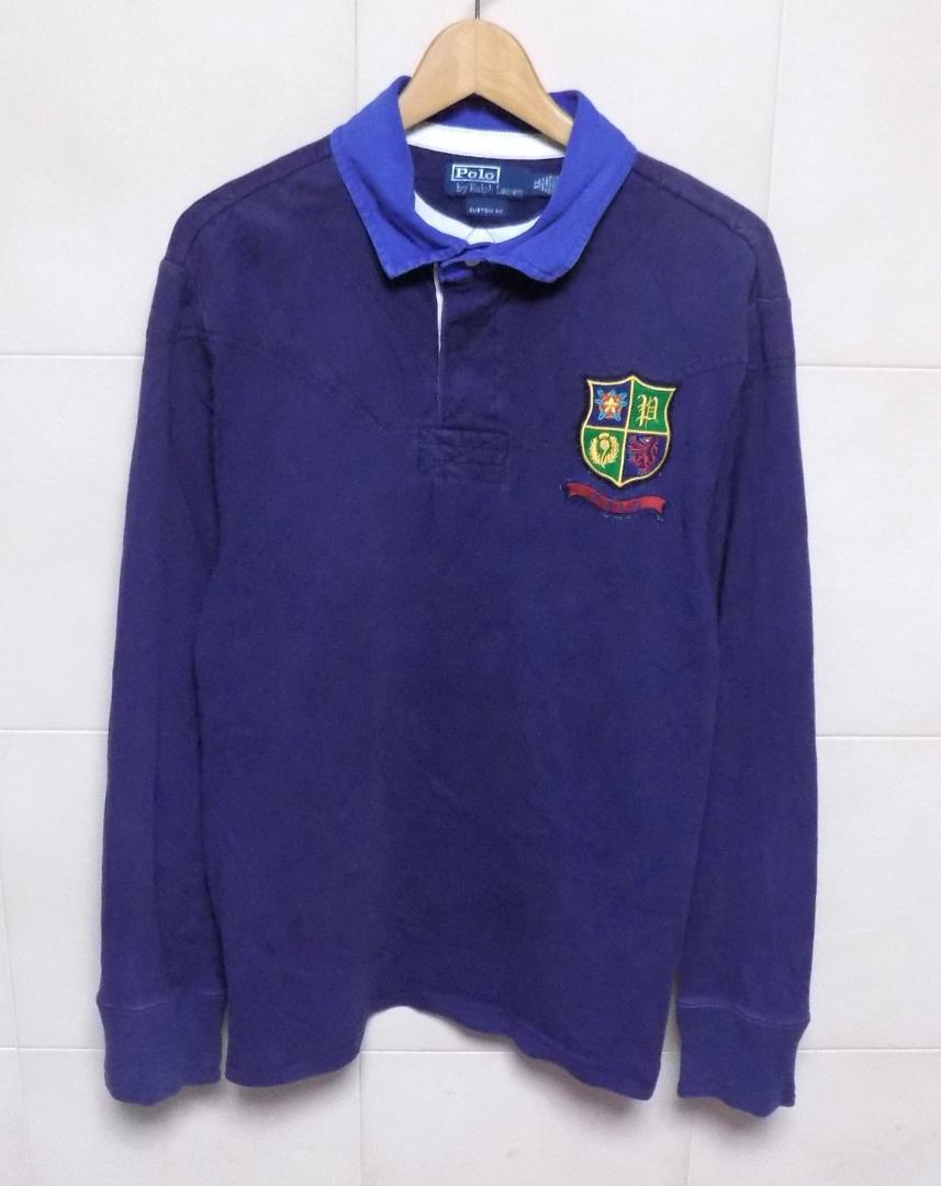 ラルフローレン CUSTOM FIT 左胸にワッペン　紺ポロシャツ XL_画像1