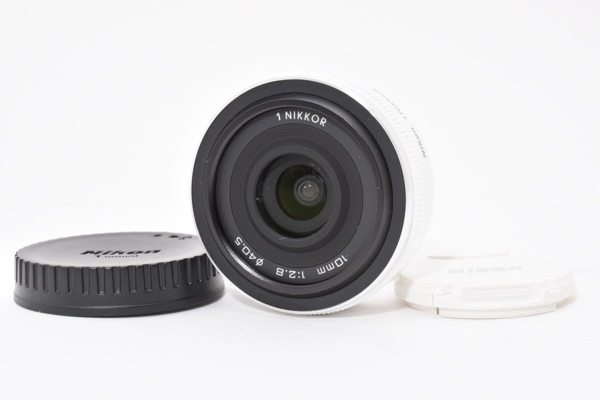 ニコン Nikon 1 NIKKOR 10mm F2.8 ホワイト ★前後キャップ付属★★ LL38#5711_画像1