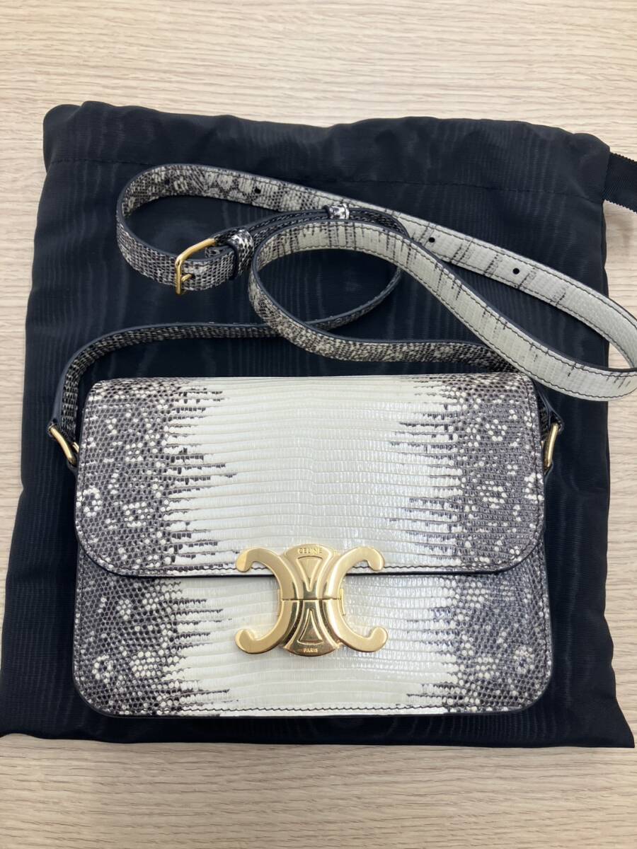【国内正規品】CELINE セリーヌ ティーン トリオンフ ショルダーバッグ リザード エキゾチックレザー 保存袋