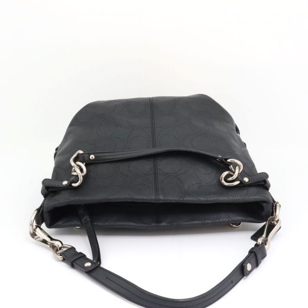 1円 コーチ COACH シグネチャー パーフォレイテッド ハンドバッグ ショルダー 肩掛け 2WAY ブラック レディース レザー F16908