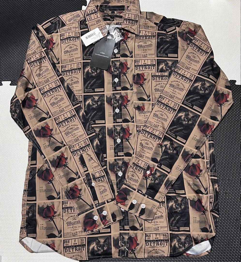 ciao チャオ　CAT&ローズ　OPシャツ　新品　Lサイズ　匿名配送　シャツ_画像1