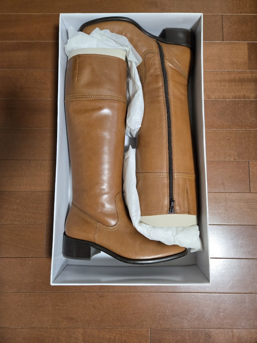 ing ロングブーツ 本革 size : 24cm ブラウン_画像1