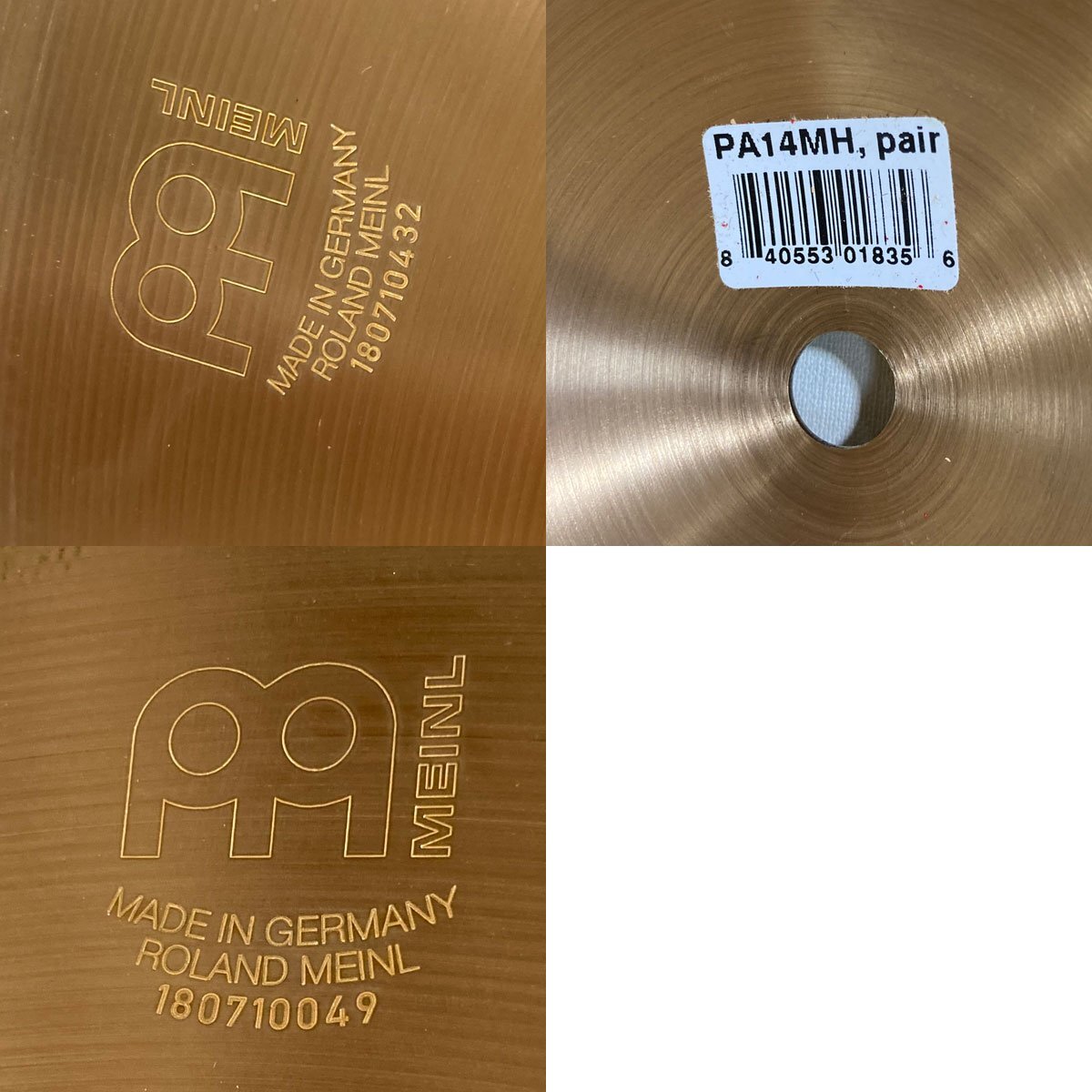 MEINL MEDIUM HIHAT PA14MH 14インチ ハイハットシンバル TOP&BOTTOM_画像7