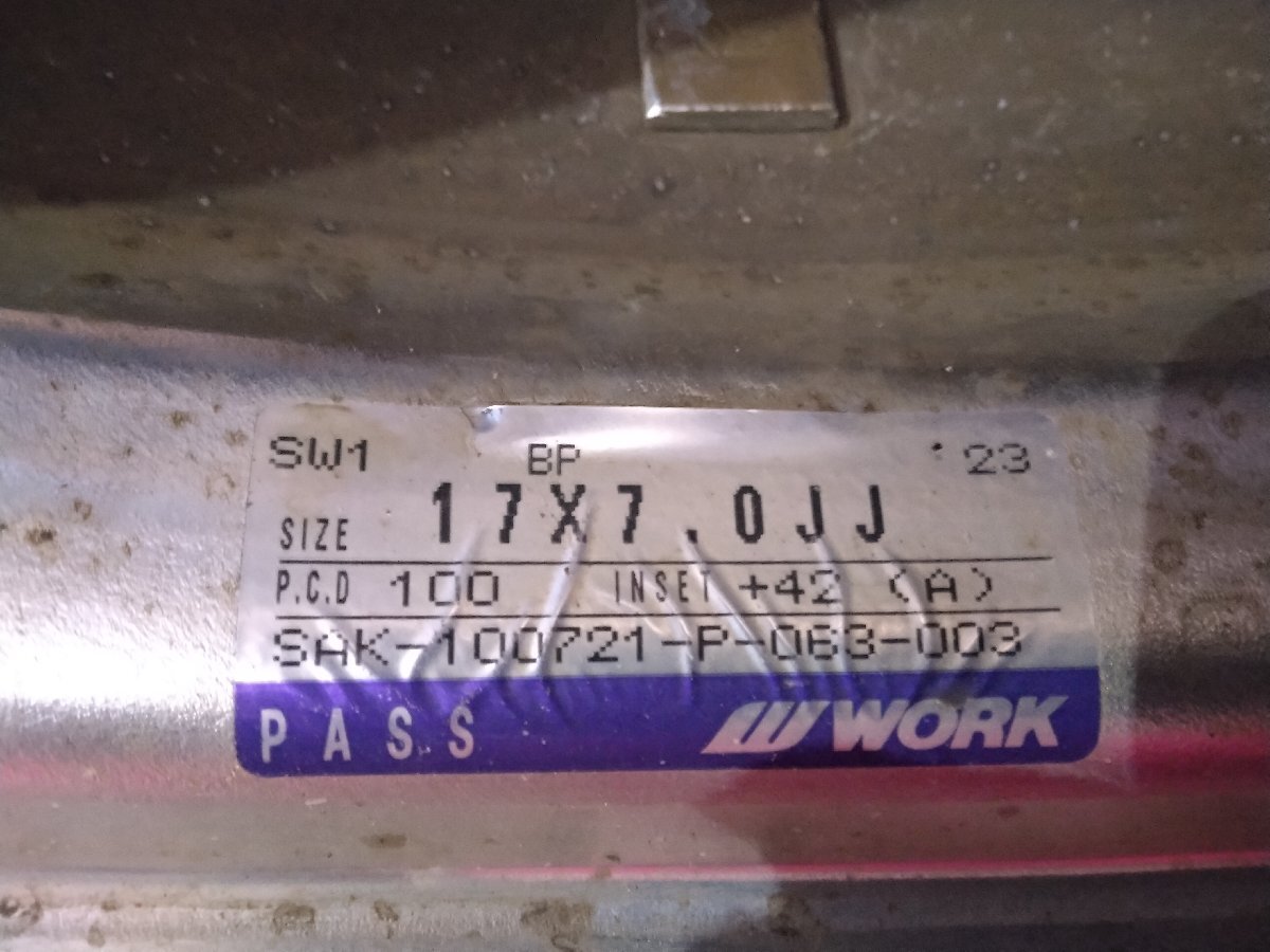 WORK SCHWERT 17×7JJ +42 4H-100PCD アクア/ヴィッツ/キューブ/ノート/フィット 等に ※個人宅配送不可_画像7