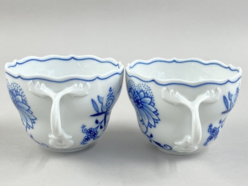 ac564 マイセン MEISSEN ブルーオニオン カップ 2客セット ペア ティーカップ コーヒーカップ 洋食器_画像4