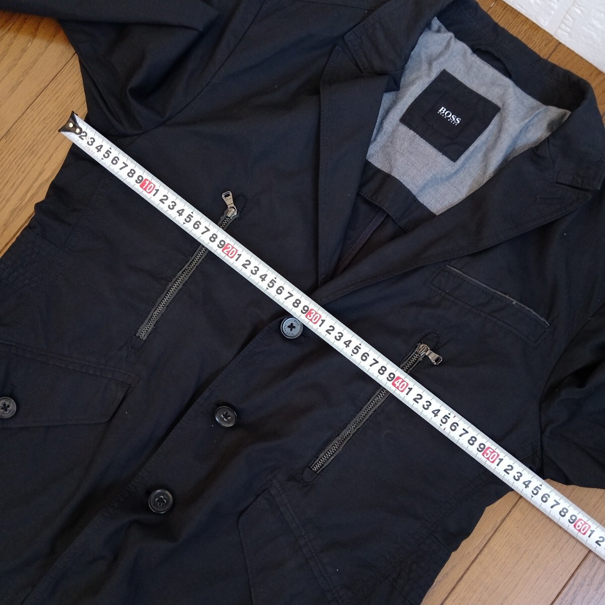 2320【中古】BOSS GOLF ボスゴルフ ゴルフウェア 長袖衿付きジャケット メンズサイズML (US 40R)黒_画像3