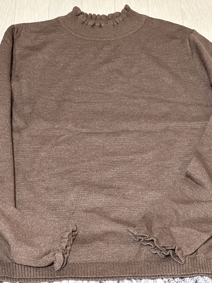 サマンサモスモス 新品　襟フリルニット　茶色_画像4