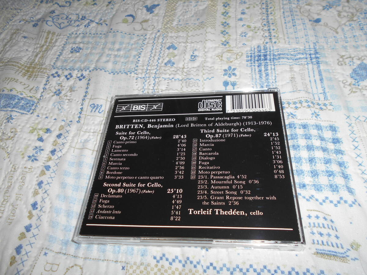 CD　トルレイフ・テデーン　ブリテン：無伴奏チェロ組曲第1番 - 第3番（テデーン）_画像2