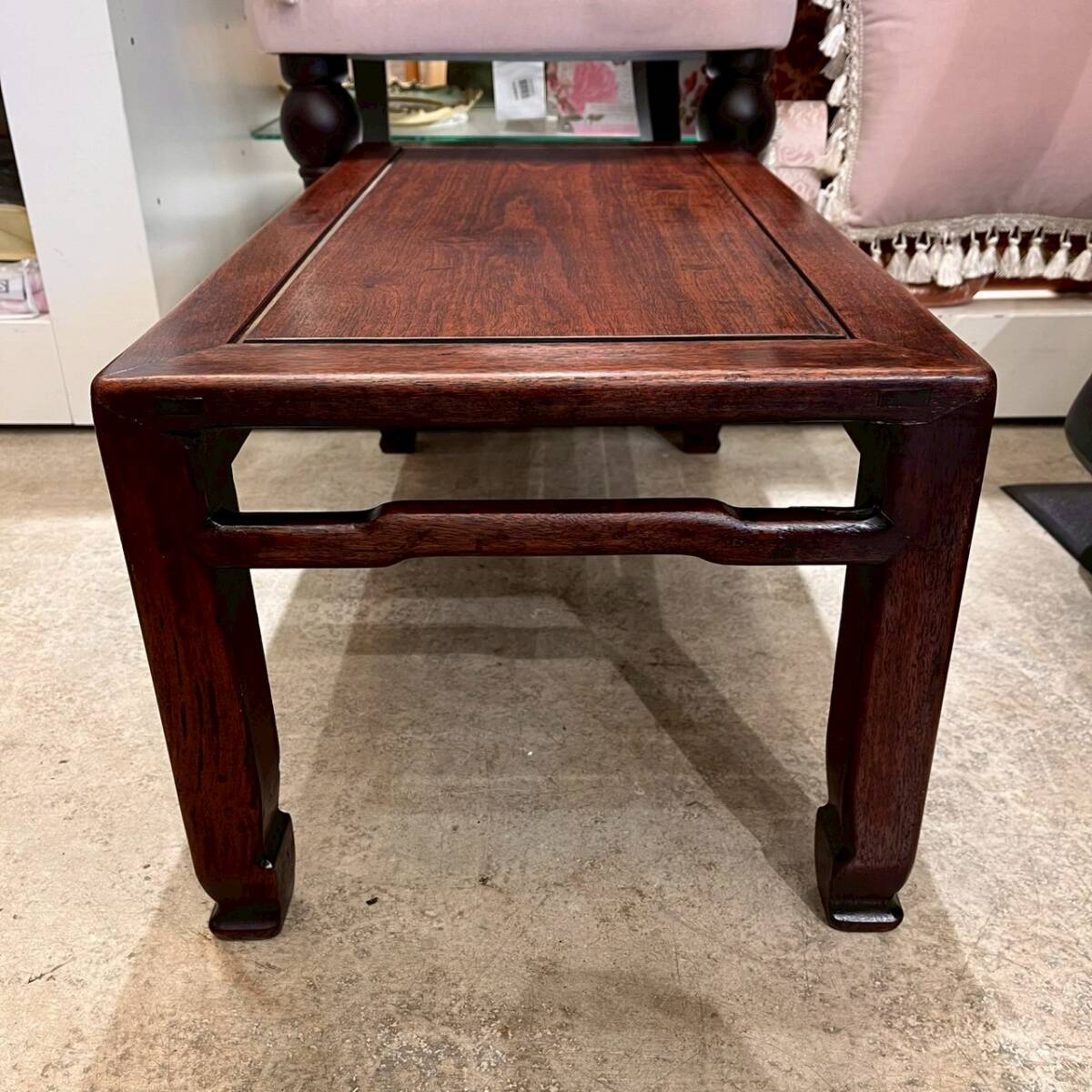 【 美品 】昭和レトロ 唐木 紫檀 花梨 黒檀 文机 花台 座卓 ちゃぶ台 古机 飾り台 アンティーク 無垢材 古民家 和室 骨董 古道具 古木_画像4