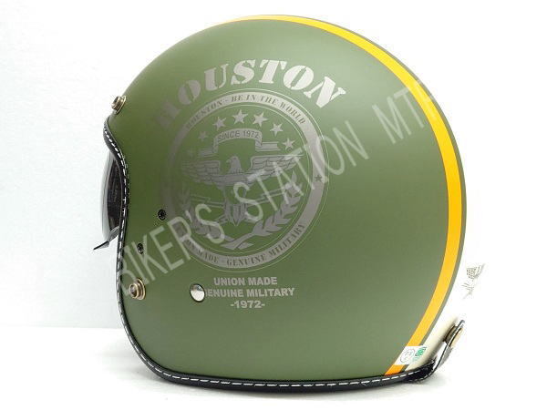 セールプライス! HOUSTON ヒューストン HTVH-2021 インナーバイザージェットヘルメット カーキーアイボリーオレンジ フリーサイズ 管理T_画像7