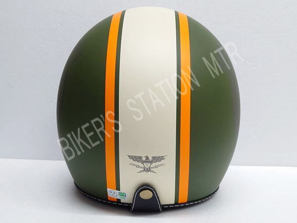 セールプライス! HOUSTON ヒューストン HTVH-2021 インナーバイザージェットヘルメット カーキーアイボリーオレンジ フリーサイズ 管理T_画像8