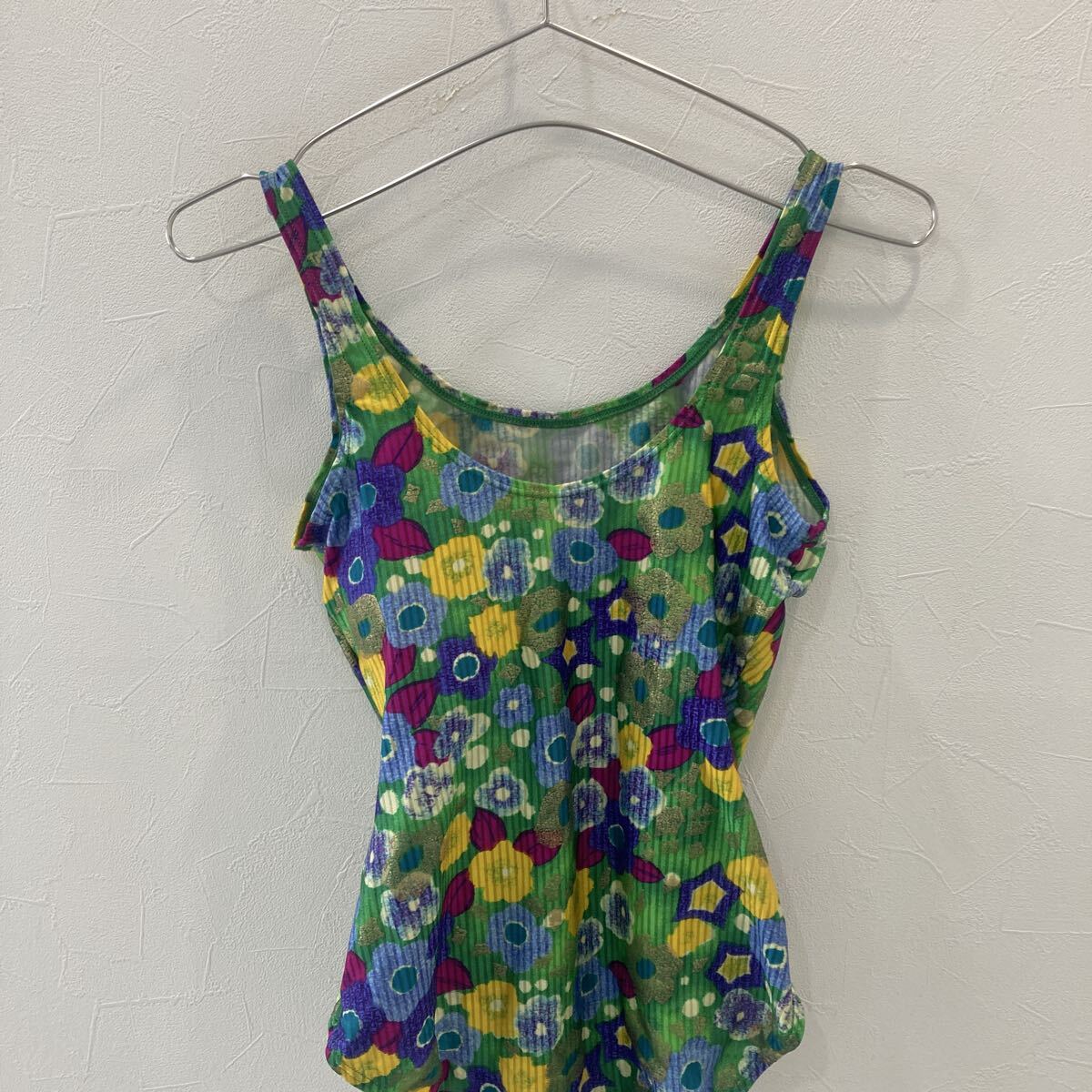 MZ127 アリーナ スイムウェア 水着 レトロ グリーン クリーニング済み 花柄 L_画像4