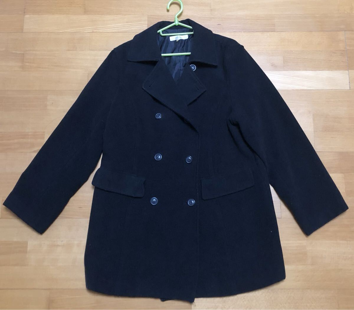 【送料無料】ピーコートレディース ladies Pコート ピージャケット アウター ブラックカラー サイズLL 黒 XL_画像1