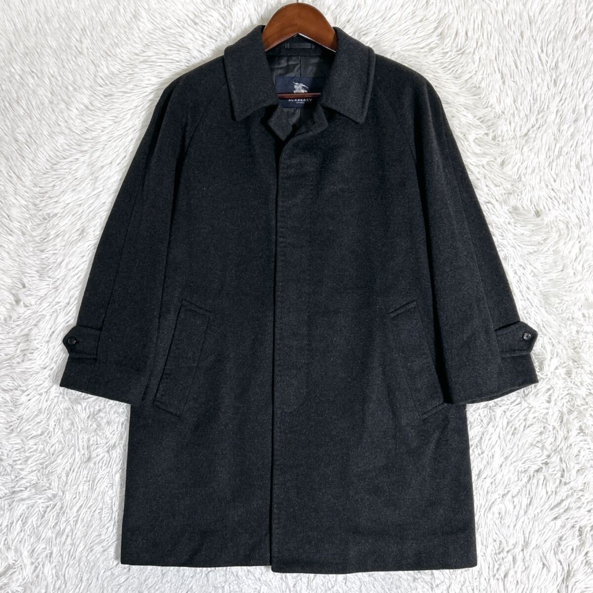 【カシミヤ100%】BURBERRY LONDON バーバリーロンドン ステンカラーコート ロングコート 日本製 チャコール L_画像2