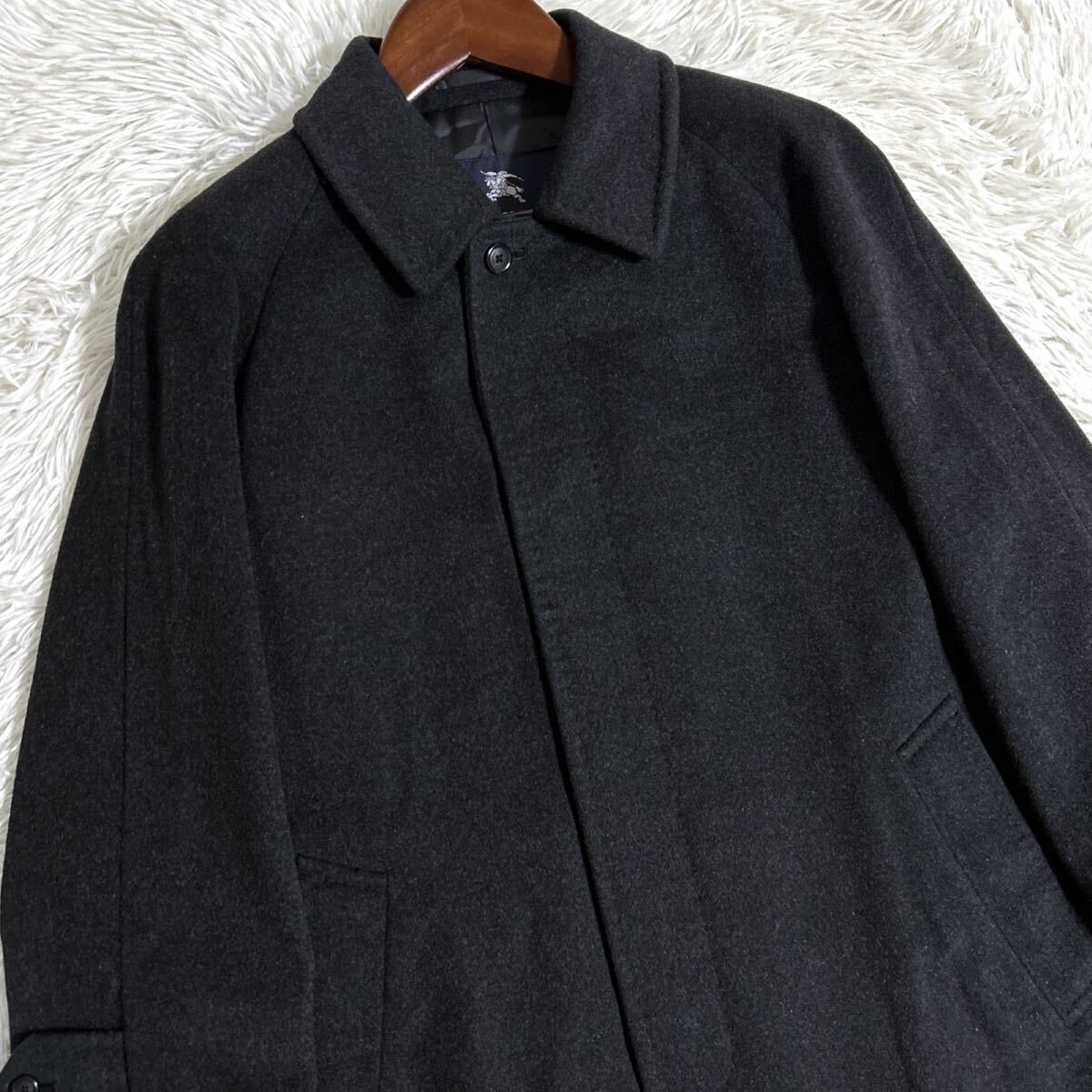 【カシミヤ100%】BURBERRY LONDON バーバリーロンドン ステンカラーコート ロングコート 日本製 チャコール L_画像5