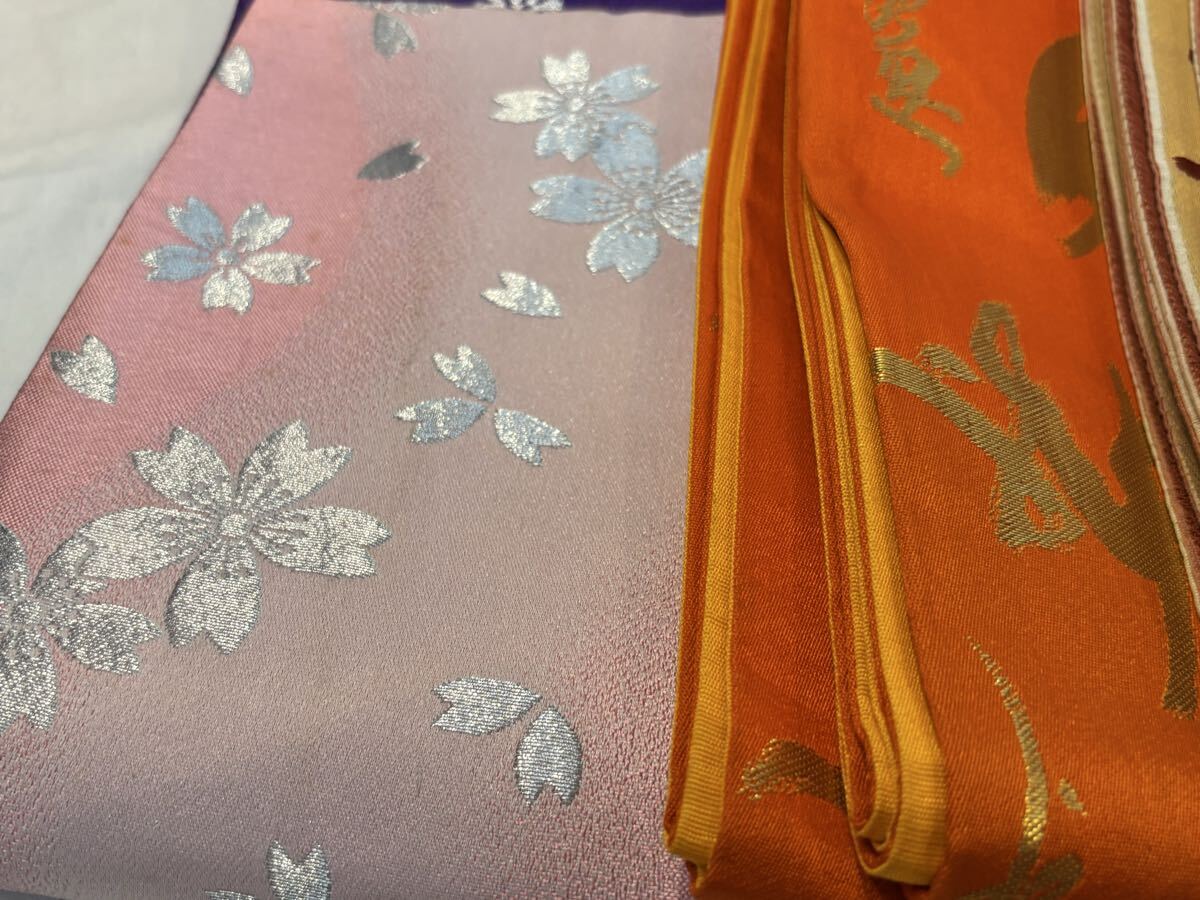 袋帯 帯 細帯 着物 浴衣 昭和レトロ 和服 和装 リメイク 昭和レトロ 生地 古布 布地 7枚_画像5