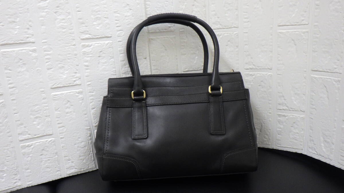 #18826 コーチ COACH ハンドバッグ 11047 ハンプトンズ ミディアム キャリーオール レザー 黒 バッグ_画像2
